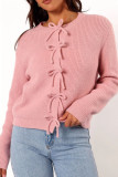 Bow Tie Long Sleeved Knitted Cardigan