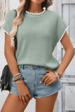 Round Neck Short Sleeved Crochet Sweater