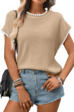 Round Neck Short Sleeved Crochet Sweater
