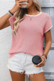 Round Neck Short Sleeved Knitted Sweater