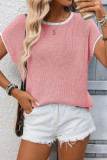 Round Neck Short Sleeved Knitted Sweater