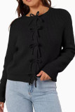 Bow Tie Long Sleeved Knitted Cardigan