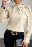 Bow Tie Long Sleeved Solid Color Shirt
