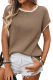 Round Neck Short Sleeved Knitted Sweater