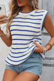 Round Neck Sleeveless Striped Knitted Vest