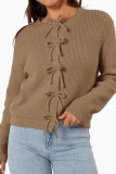 Bow Tie Long Sleeved Knitted Cardigan