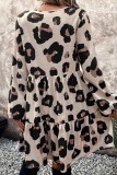V Neck Long Sleeve Leopard Dress