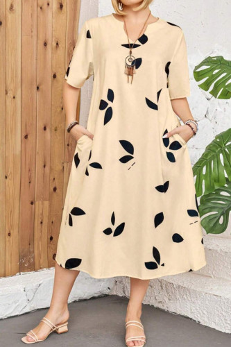 Large Size V Neck  Pocket Dress