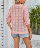 Round Neck Hollow out Short Sleeve T shirt