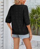 Round Neck Hollow out Short Sleeve T shirt