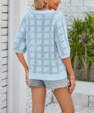Round Neck Hollow out Short Sleeve T shirt
