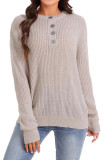 Button Round Neck Long Sleeved Shirt Loose Shirt
