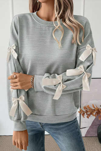 Valentine's Day Bow Long Sleeved Round Neck Shirt