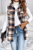 Plaid Sleeveless Cardigan Vest