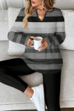 Striped Printed Long Sleeved Shirt Pants Two-piece Set