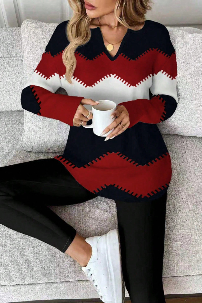 Striped Printed Long Sleeved Shirt Pants Two-piece Set
