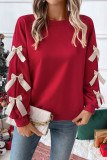 Valentine's Day Bow Long Sleeved Round Neck Shirt
