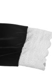 Lace Trim Long Sleeve Velvet Shirt
