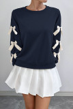 Valentine's Day Bow Long Sleeved Round Neck Shirt