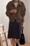 Retro Brown Long Sleeved Solid ColorJacket