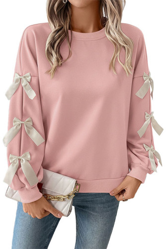 Valentine's Day Bow Long Sleeved Round Neck Shirt