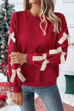 Valentine's Day Bow Long Sleeved Round Neck Shirt