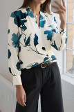 Leaf Print V-neck Long Sleeved Shirt