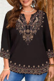 Vintage Ethnic Style Printed Long Sleeved Shirt