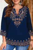 Vintage Ethnic Style Printed Long Sleeved Shirt