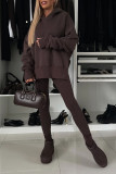 Solid Color Hooded Sweatshirt Two-piece Set