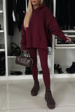 Solid Color Hooded Sweatshirt Two-piece Set
