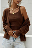 Sleeveless Vest Cardigan Long Sleeved Jacket Two-piece Set
