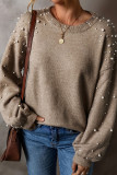 Pearl Round Neck Long Sleeved Sweater