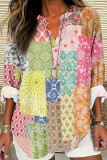 Retro Ethnic Style V-neck Long Sleeved Shirt