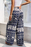 Ethnic Style Printed High Waisted Wide Leg Pants