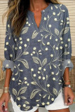 Retro Ethnic Style V-neck Long Sleeved Shirt