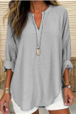 Retro Ethnic Style V-neck Long Sleeved Shirt