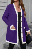 Solid Color Button Long Sleeved Cardigan Jacket