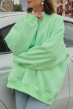 Solid Color Fleece Round Neck Pullover Hoodie
