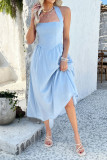 Solid Color High-Waisted Sleeveless Backless Dress