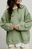 Solid Color Fleece Round Neck Pullover Hoodie