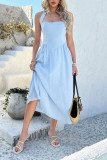 Solid Color High-Waisted Sleeveless Backless Dress