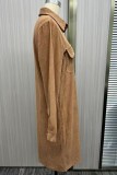Solid Color Corduroy Long Sleeved Lapel Shirt Dress