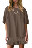 Round Neck Short Sleeved Skirt Two-piece Set