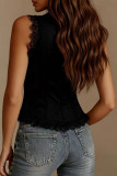 Western Denim Style Lace V-neck Sleeveless Vest