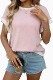 Round Neck Knitted Short Sleeved T-shirt