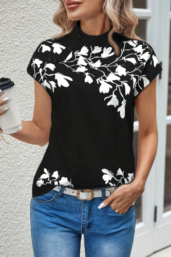 Floral Print Short Sleeved Loose Shirt