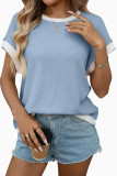 Round Neck Knitted Short Sleeved T-shirt