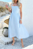 Solid Color High-Waisted Sleeveless Backless Dress