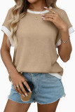 Round Neck Knitted Short Sleeved T-shirt